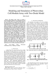 Modeling and Simulation of Photovoltaic Cell/Module/Array with Two