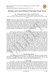 Modeling And Control Of Hybrid Wind-Solar Energy System