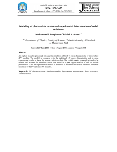 Modeling of photovoltaic module and experimental determination of