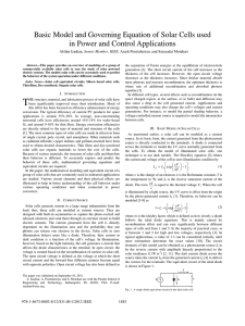 Basic Model and Governing Equation of Solar Cells used in Power