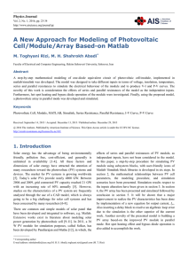 A New Approach for Modeling of Photovoltaic Cell/Module/Array