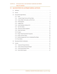 5.0 Specialized Vehicle Size and Weight Guidelines and Permits