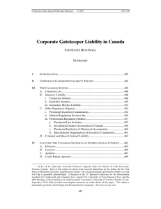 Corporate Gatekeeper Liability in Canada