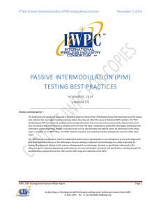 TTER: Passive Intermodulation (PIM) testing best practices