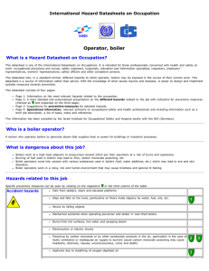 Occupational Hazard Datasheets - Operator, boiler