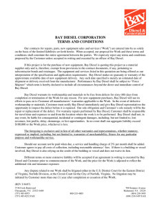 BAY DIESEL CORPORATION TERMS AND CONDITIONS