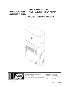 Models: WH301, WH361 WALL MOUNTED PACKAGED HEAT