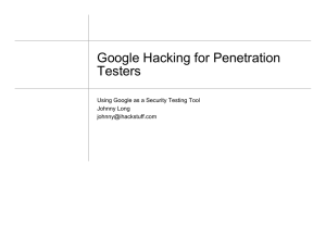 Google Hacking for Penetration Testers