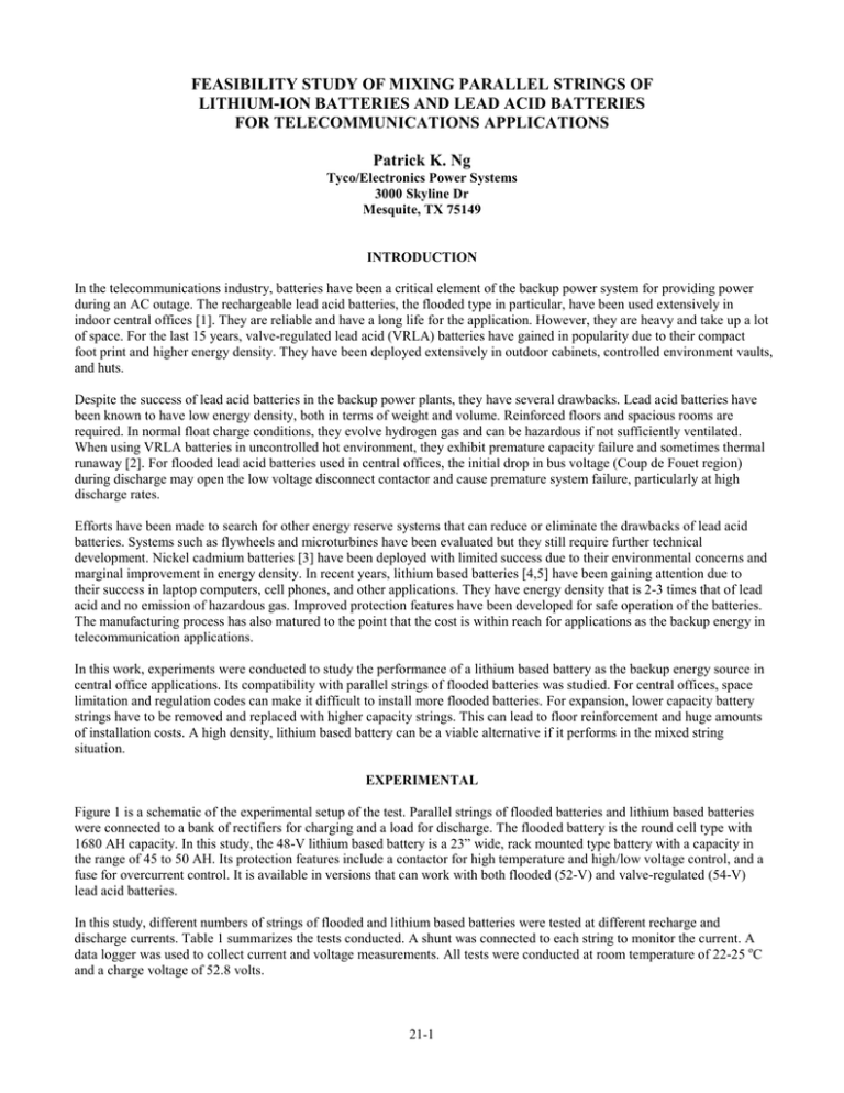 feasibility study of mixing parallel strings of lithiumion