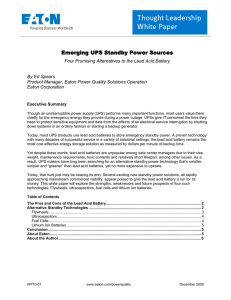 Emerging UPS Standby Power Sources