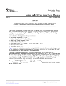 Using the bq24105 as a Lead Acid Charger