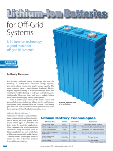 Lithium Ion Batteries for Off-Grid Systems