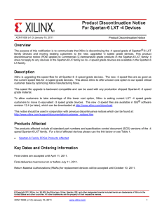 Product Discontinuation Notice For Spartan-6 LXT