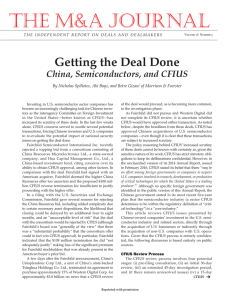 Getting the Deal Done China, Semiconductors, and CFIUS