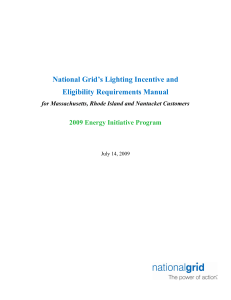 National Grid`s Lighting Incentive and Eligibility Requirements Manual