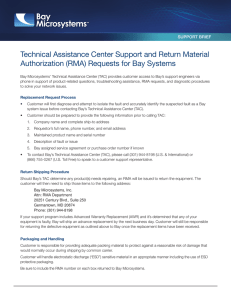 Technical Assistance Center Support and