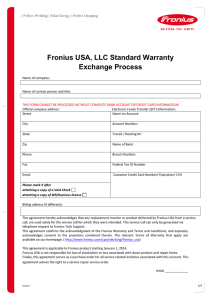 Fronius USA, LLC Standard Warranty Exchange Process