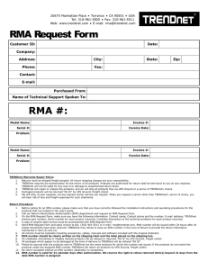 RMA Request Form RMA