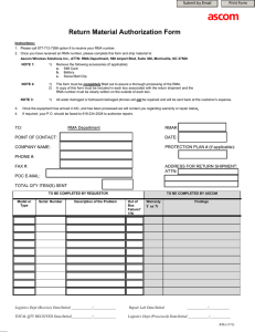 Return Material Authorization Form