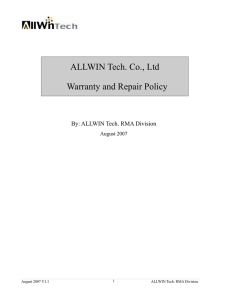 RMA policy - ALLWIN Tech