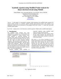 Symbolic equation using Modified Nodal Analysis for linear