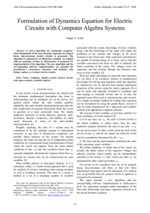 Formulation of Dynamics Equation for Electric Circuits