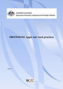 SIRXWHS101 Apply safe work practices