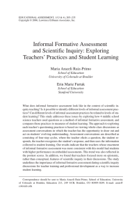 Informal Formative Assessment and Scientific Inquiry