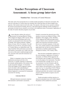 Teacher Perceptions of Classroom Assessment: A focus group