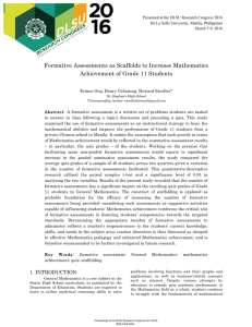 Formative Assessments as Scaffolds to Increase Mathematics