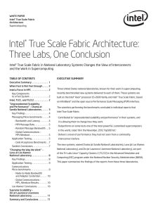 Intel True Scale Fabric Architecture: Three Labs, One Conclusion