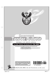 Tender Bulletin: 30 January 2015