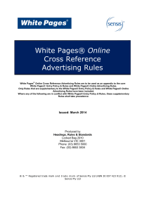 White Pages® Online Cross Reference Advertising Rules