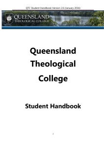 QTC Student Handbook - Queensland Theological College