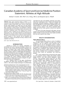 Athletes at High Altitude - the Canadian Academy of Sport and