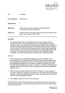 To: The Board For meeting on: 28 May 2015 Agenda item: 4 Report