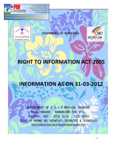 RIGHT TO INFORMATION ACT - 2005 as on 31.03.2012