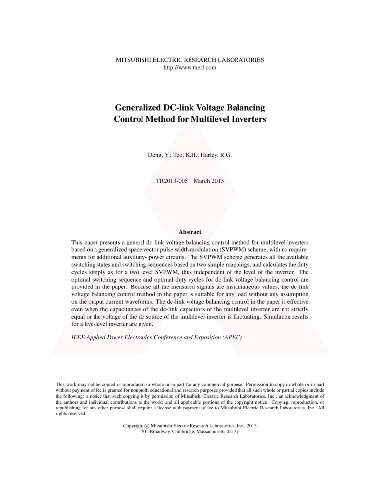 Generalized DC-link Voltage Balancing Control Method for