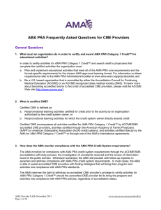 AMA PRA Frequently Asked Questions for CME Providers