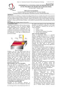 experimental investigation of deposition rate in tig welding of grade