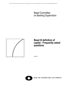 Basel III definition of capital - Frequently asked questions