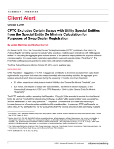 CFTC Excludes Certain Swaps with Utility Special