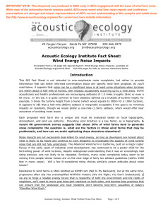 Acoustic Ecology Institute Fact Sheet: Wind Energy Noise Impacts