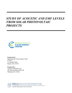 Study of Acoustic and EMF Levels from Solar Photovoltaic Projects
