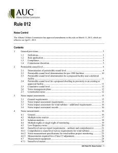 AUC Rule 012 - Noise Control (draft Revised edition, March 2, 2011)