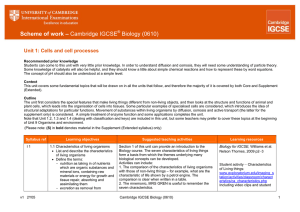 Scheme of work – Cambridge IGCSE® Biology (0610)