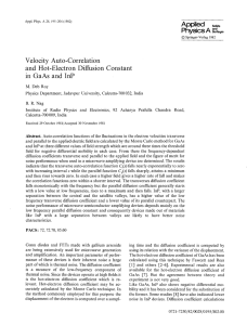Velocity auto-correlation and hot-electron diffusion constant in GaAs