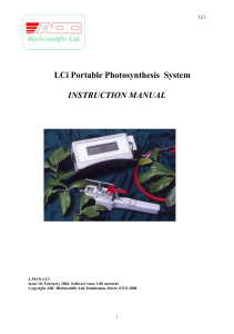 LCi Portable Photosynthesis System INSTRUCTION MANUAL