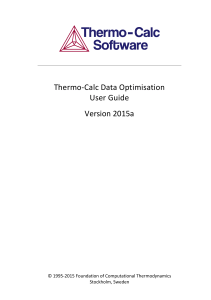 Thermo-Calc Data Optimisation User Guide Version 2015a