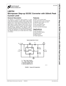 LM2704 Micropower Step-up DC/DC Converter with 550mA Peak